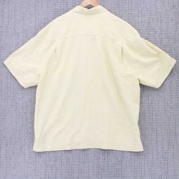 Jamaica Jaxx Silk Shirt Mens 2XL Yellow Beige Button Down Short Sleeve Collared - Picture 8 of 10